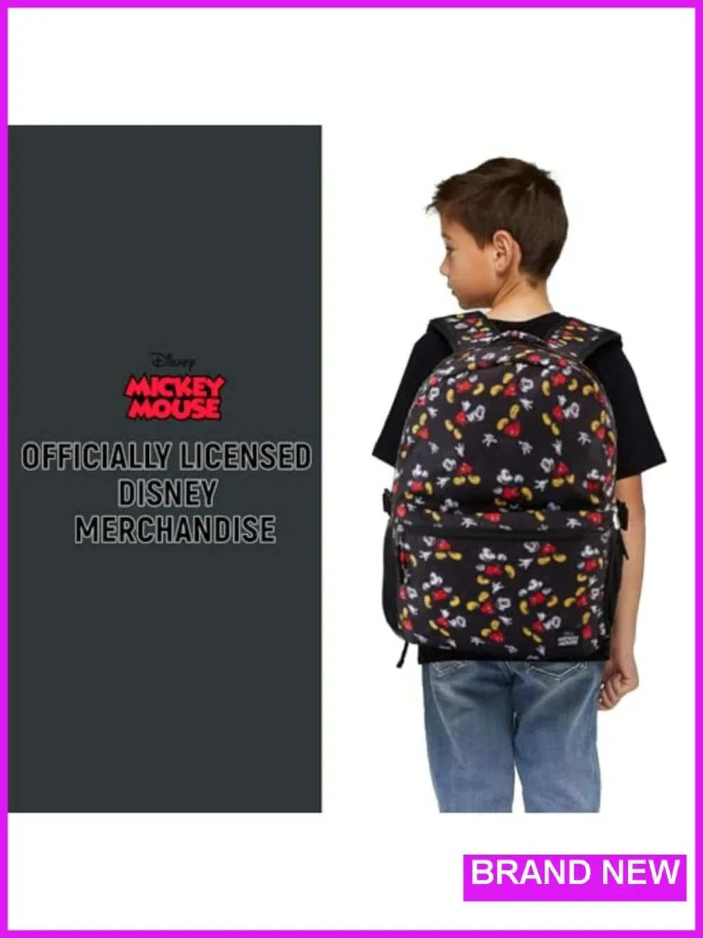 Mickey Mouse Bookbag Backpack - Durable Polyester, Adjustable Padded Straps,